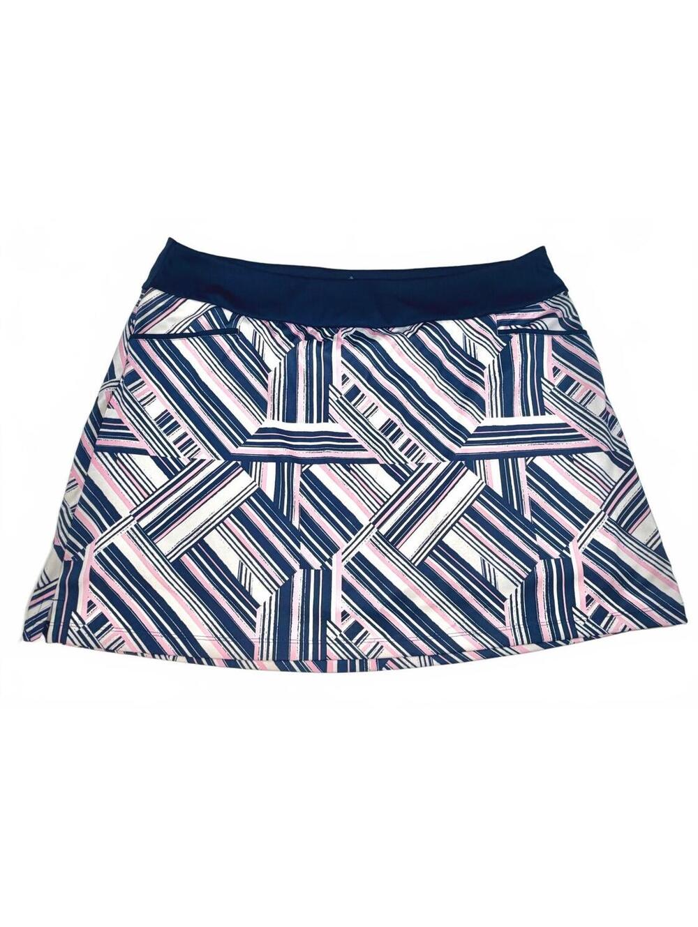 Adidas | Geometric Striped Golf Skort | Navy Pink Active Mini | Size XL